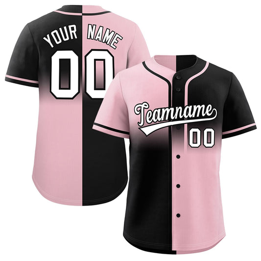 Custom Black Light Pink Personalized Symmetrical Gradient Design Authentic Baseball Jersey