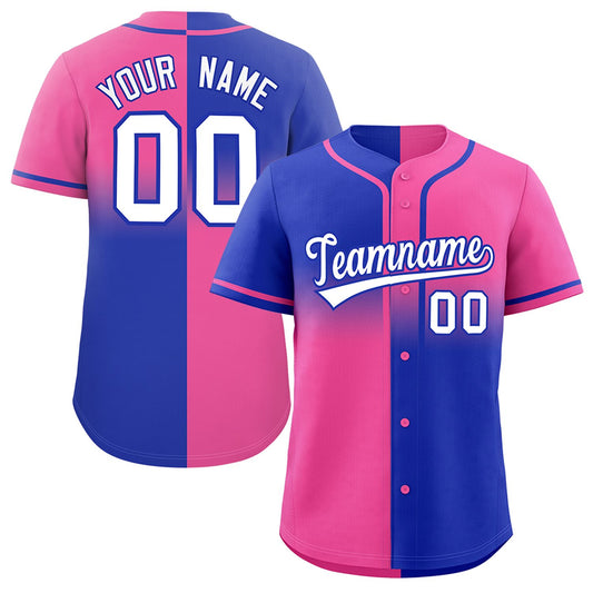 Custom Pink Royal Personalized Symmetrical Gradient Design Authentic Baseball Jersey