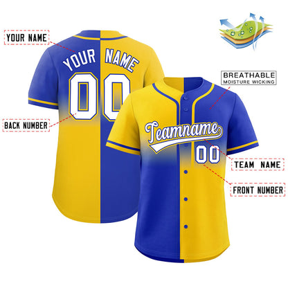 Custom Royal Gold Personalized Symmetrical Gradient Design Authentic Baseball Jersey