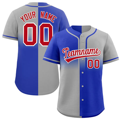 Custom Gray Royal Personalized Symmetrical Gradient Design Authentic Baseball Jersey