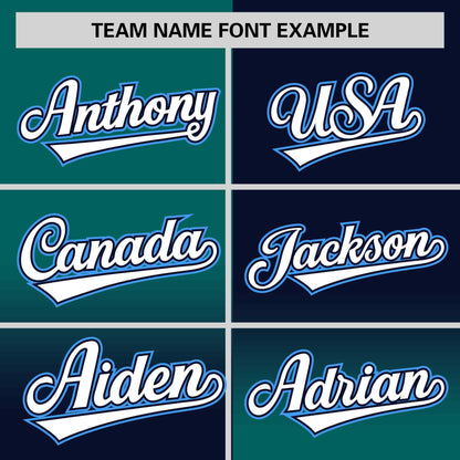 Custom Navy Aqua Personalized Symmetrical Gradient Design Authentic Baseball Jersey