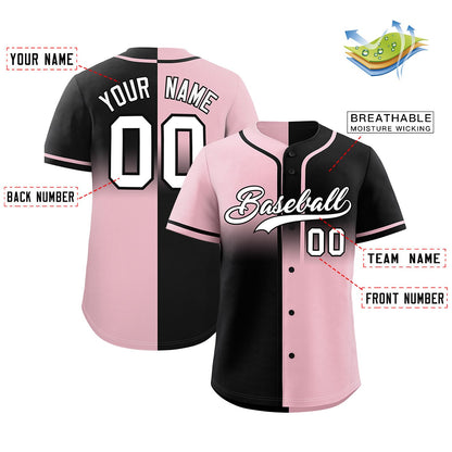 Custom Black Light Pink Personalized Symmetrical Gradient Design Authentic Baseball Jersey