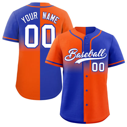 Custom Royal Orange Personalized Symmetrical Gradient Design Authentic Baseball Jersey