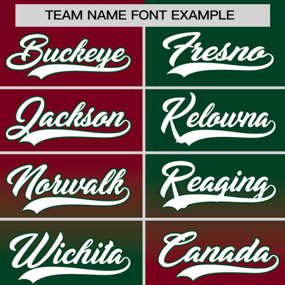 Custom Green Crimson Personalized Symmetrical Gradient Design Authentic Baseball Jersey