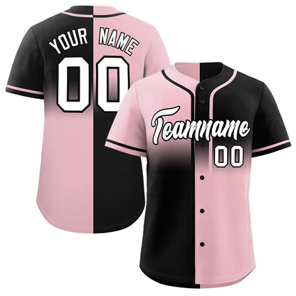 Custom Black Light Pink Personalized Symmetrical Gradient Design Authentic Baseball Jersey