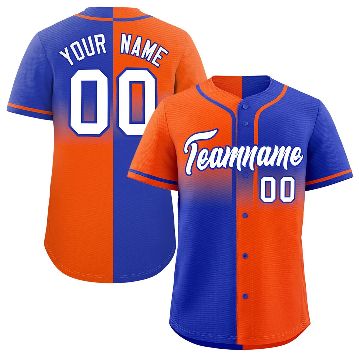 Custom Royal Orange Personalized Symmetrical Gradient Design Authentic Baseball Jersey