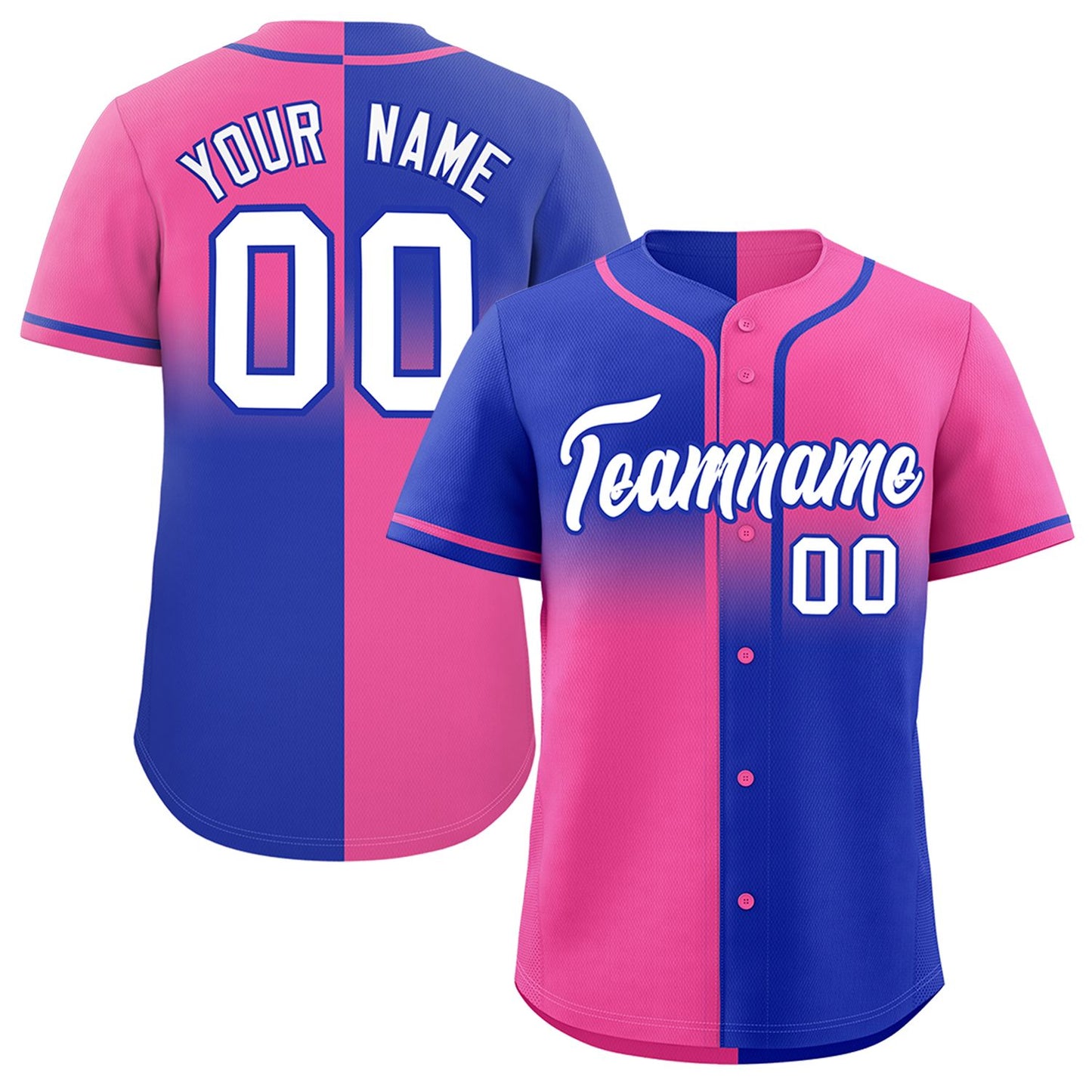 Custom Pink Royal Personalized Symmetrical Gradient Design Authentic Baseball Jersey