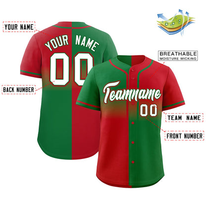 Custom Red Kelly Green Personalized Symmetrical Gradient Design Authentic Baseball Jersey