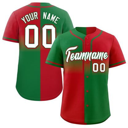 Custom Red Kelly Green Personalized Symmetrical Gradient Design Authentic Baseball Jersey