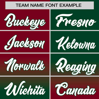 Custom Green Crimson Personalized Symmetrical Gradient Design Authentic Baseball Jersey