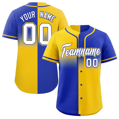 Custom Royal Gold Personalized Symmetrical Gradient Design Authentic Baseball Jersey