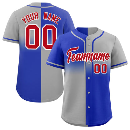 Custom Gray Royal Personalized Symmetrical Gradient Design Authentic Baseball Jersey