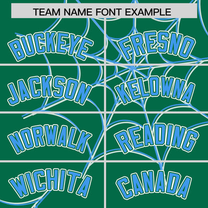 Custom Kelly Green Powder Blue Spider Web Pattern Raglan Sleeves Authentic Baseball Jersey