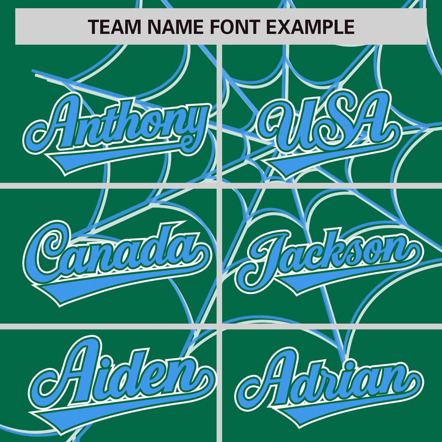 Custom Kelly Green Powder Blue Spider Web Pattern Raglan Sleeves Authentic Baseball Jersey