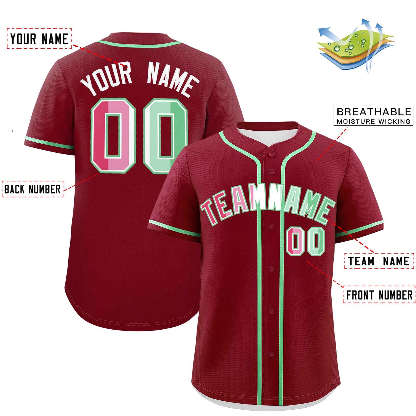 Custom Crimson Abrosexual For Pride Month Classic Style Authentic Baseball Jersey