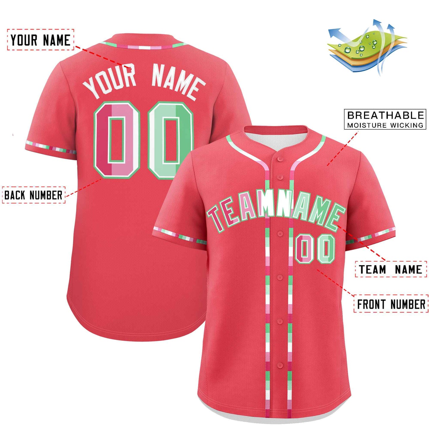 Custom Light Red Abrosexual For Pride Month Classic Style Authentic Baseball Jersey