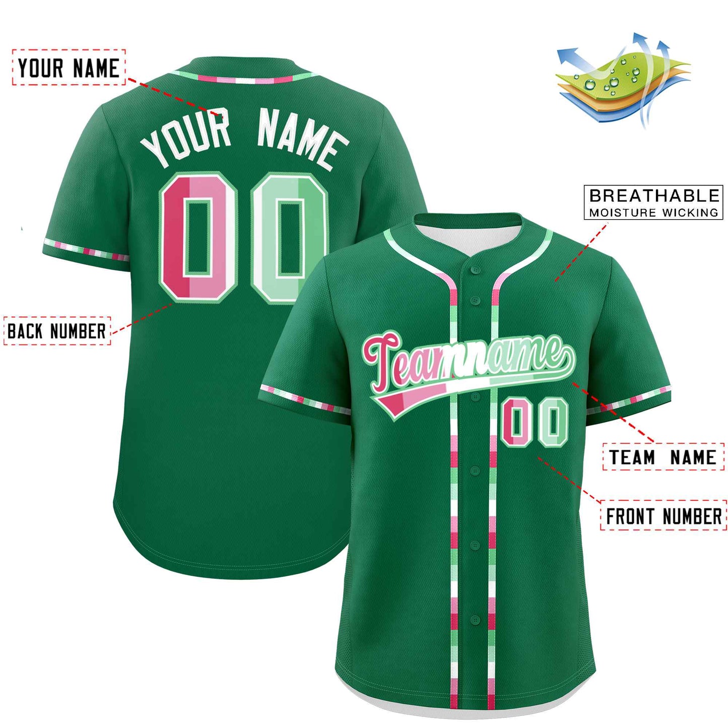 Custom Kelly Green Abrosexual For Pride Month Classic Style Authentic Baseball Jersey