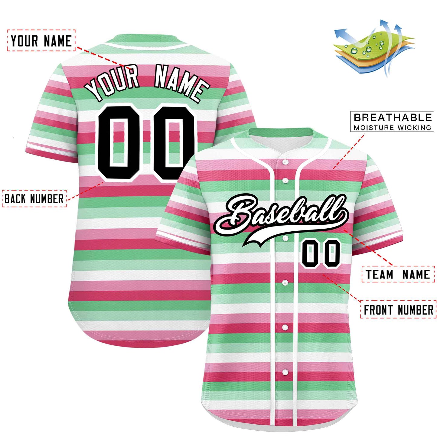 Custom Rainbow Abrosexual For Pride Month Color Block Authentic Baseball Jersey