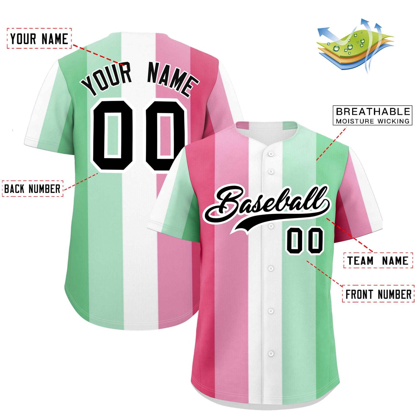 Custom Rainbow Abrosexual For Pride Month Color Block Authentic Baseball Jersey