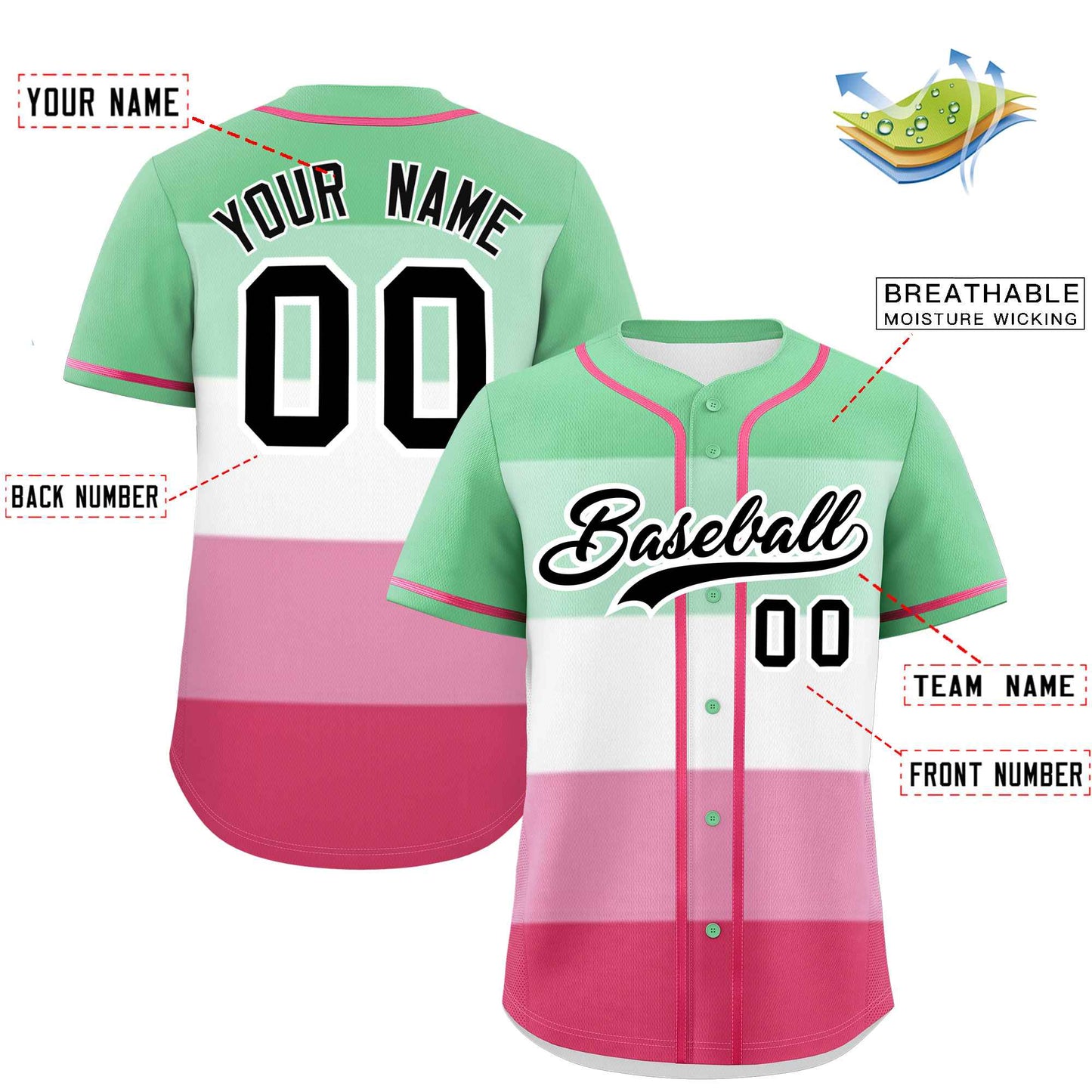 Custom Rainbow Abrosexual For Pride Month Color Block Authentic Baseball Jersey