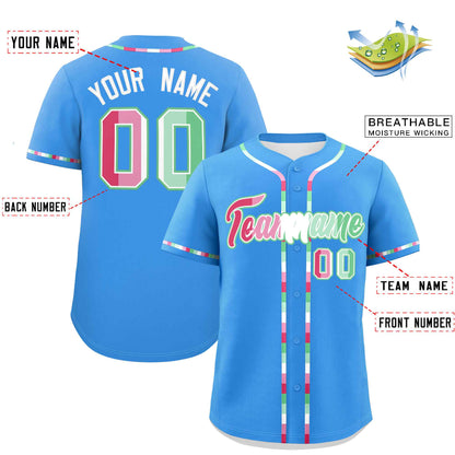 Custom Powder Blue Abrosexual For Pride Month Classic Style Authentic Baseball Jersey