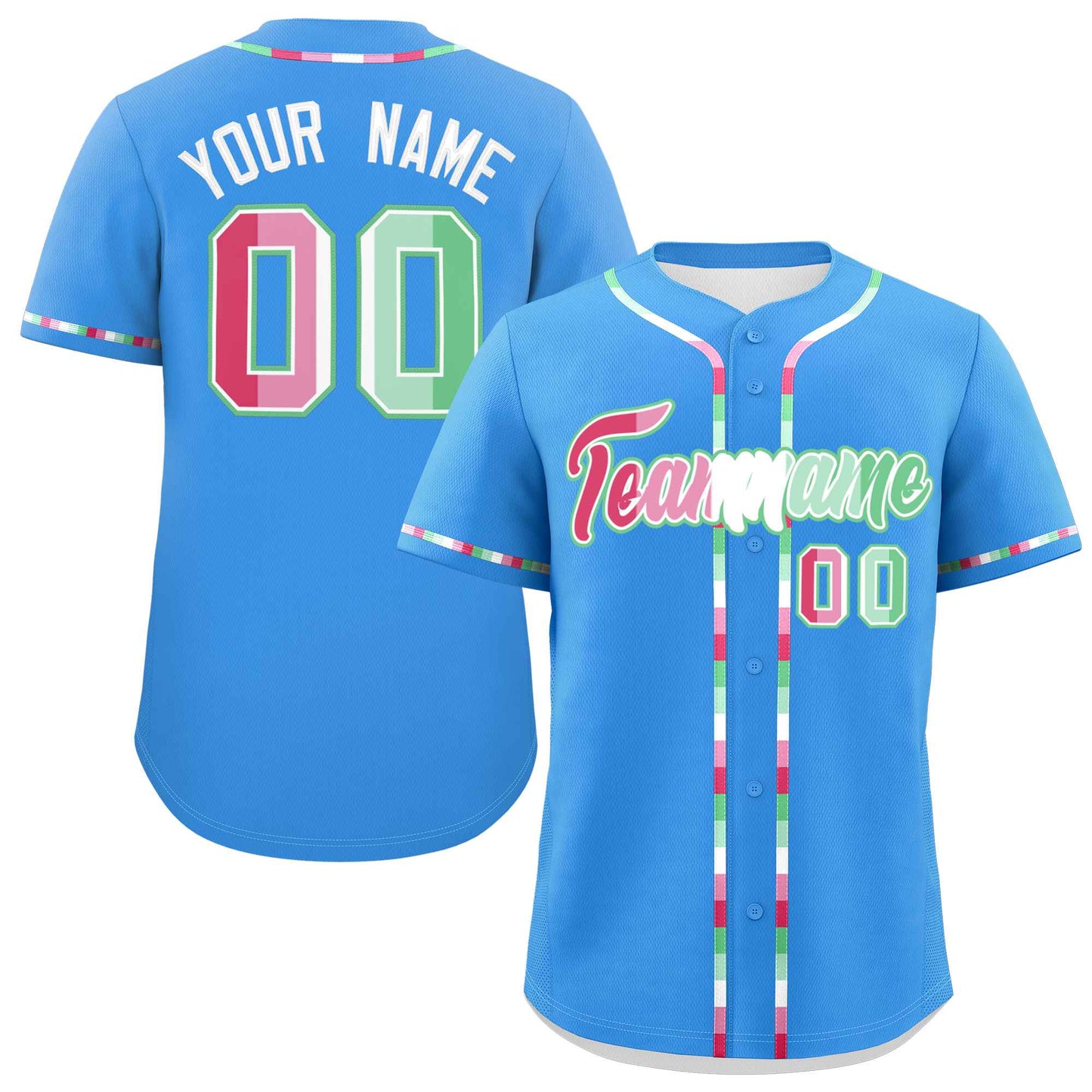 Custom Powder Blue Abrosexual For Pride Month Classic Style Authentic Baseball Jersey