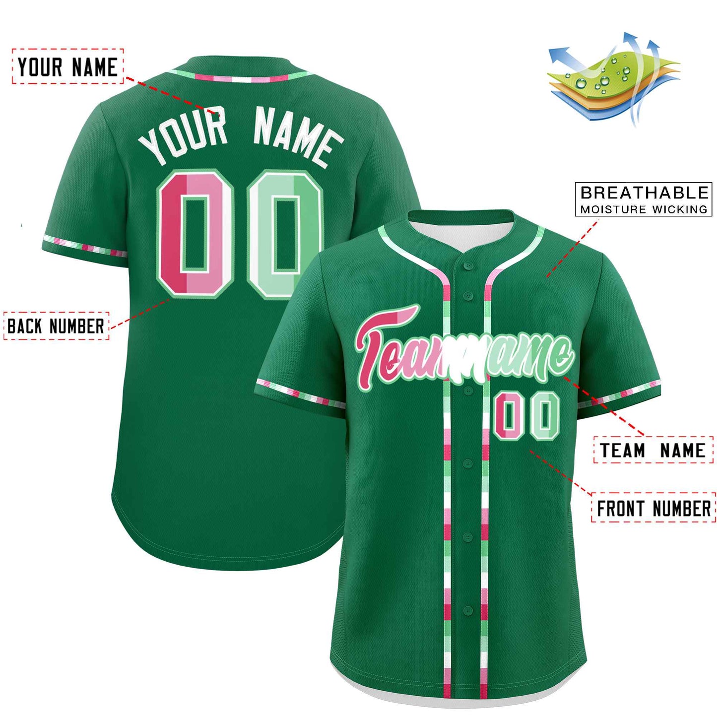 Custom Kelly Green Abrosexual For Pride Month Classic Style Authentic Baseball Jersey