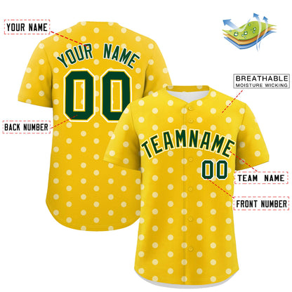 Custom Gold White Personalized Polka Dot Graffiti Pattern Authentic Baseball Jersey