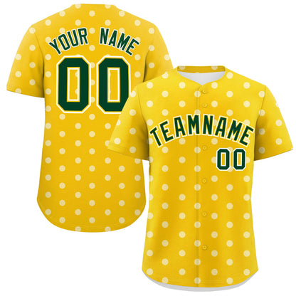 Custom Gold White Personalized Polka Dot Graffiti Pattern Authentic Baseball Jersey