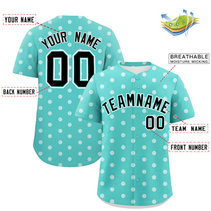 Custom Bright Green White Personalized Polka Dot Graffiti Pattern Authentic Baseball Jersey