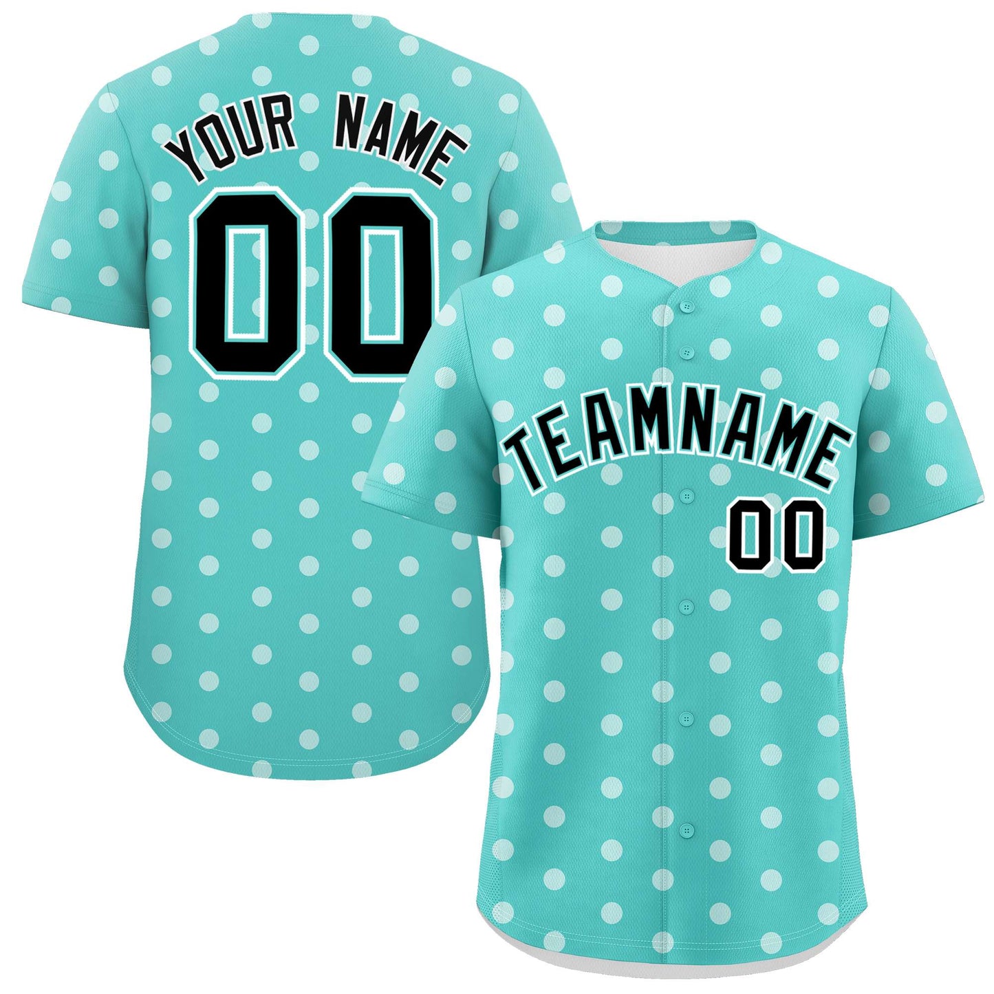 Custom Bright Green White Personalized Polka Dot Graffiti Pattern Authentic Baseball Jersey