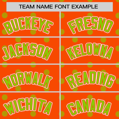 Custom Orange Neon Green Personalized Polka Dot Graffiti Pattern Authentic Baseball Jersey