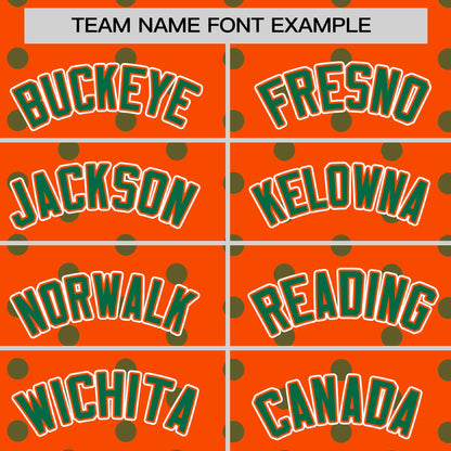 Custom Orange Kelly Green Personalized Polka Dot Graffiti Pattern Authentic Baseball Jersey