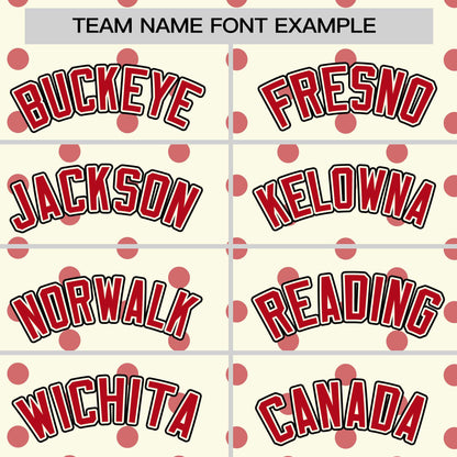 Custom Cream Red Personalized Polka Dot Graffiti Pattern Authentic Baseball Jersey