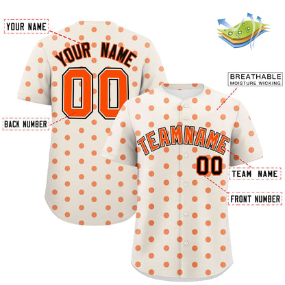 Custom Cream Orange Personalized Polka Dot Graffiti Pattern Authentic Baseball Jersey