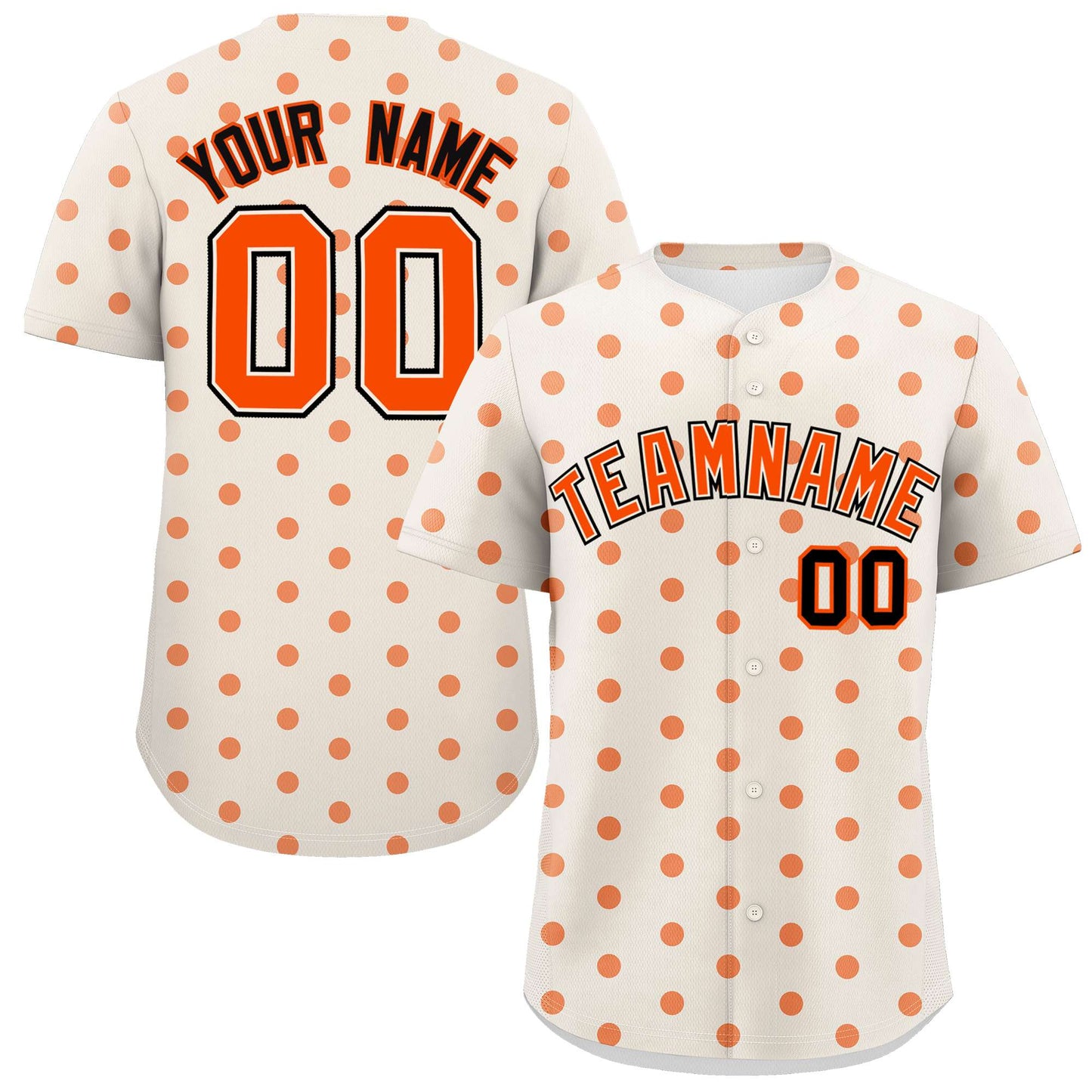 Custom Cream Orange Personalized Polka Dot Graffiti Pattern Authentic Baseball Jersey