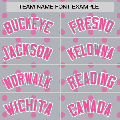 Custom Gray Pink Personalized Polka Dot Graffiti Pattern Authentic Baseball Jersey