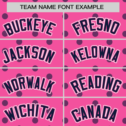 Custom Pink Navy Personalized Polka Dot Graffiti Pattern Authentic Baseball Jersey