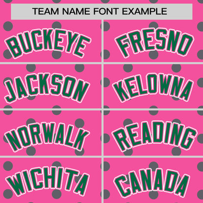 Custom Pink Kelly Green Personalized Polka Dot Graffiti Pattern Authentic Baseball Jersey