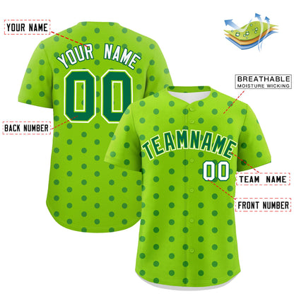 Custom Neon Green Kelly Green Personalized Polka Dot Graffiti Pattern Authentic Baseball Jersey