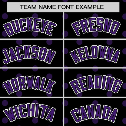 Custom Black Purple Personalized Polka Dot Graffiti Pattern Authentic Baseball Jersey