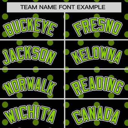 Custom Black Neon Green Personalized Polka Dot Graffiti Pattern Authentic Baseball Jersey