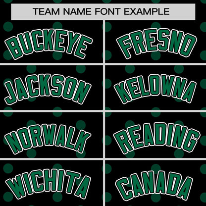 Custom Black Kelly Green Personalized Polka Dot Graffiti Pattern Authentic Baseball Jersey