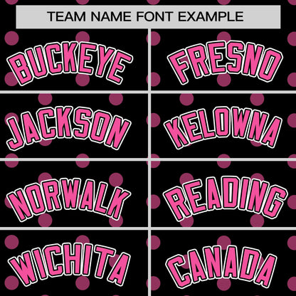 Custom Black Pink Personalized Polka Dot Graffiti Pattern Authentic Baseball Jersey