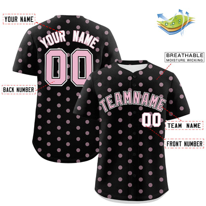 Custom Black Light Pink Personalized Polka Dot Graffiti Pattern Authentic Baseball Jersey