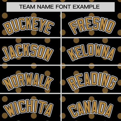 Custom Black Old Gold Personalized Polka Dot Graffiti Pattern Authentic Baseball Jersey