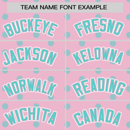 Custom Light Pink Bright Green Personalized Polka Dot Graffiti Pattern Authentic Baseball Jersey