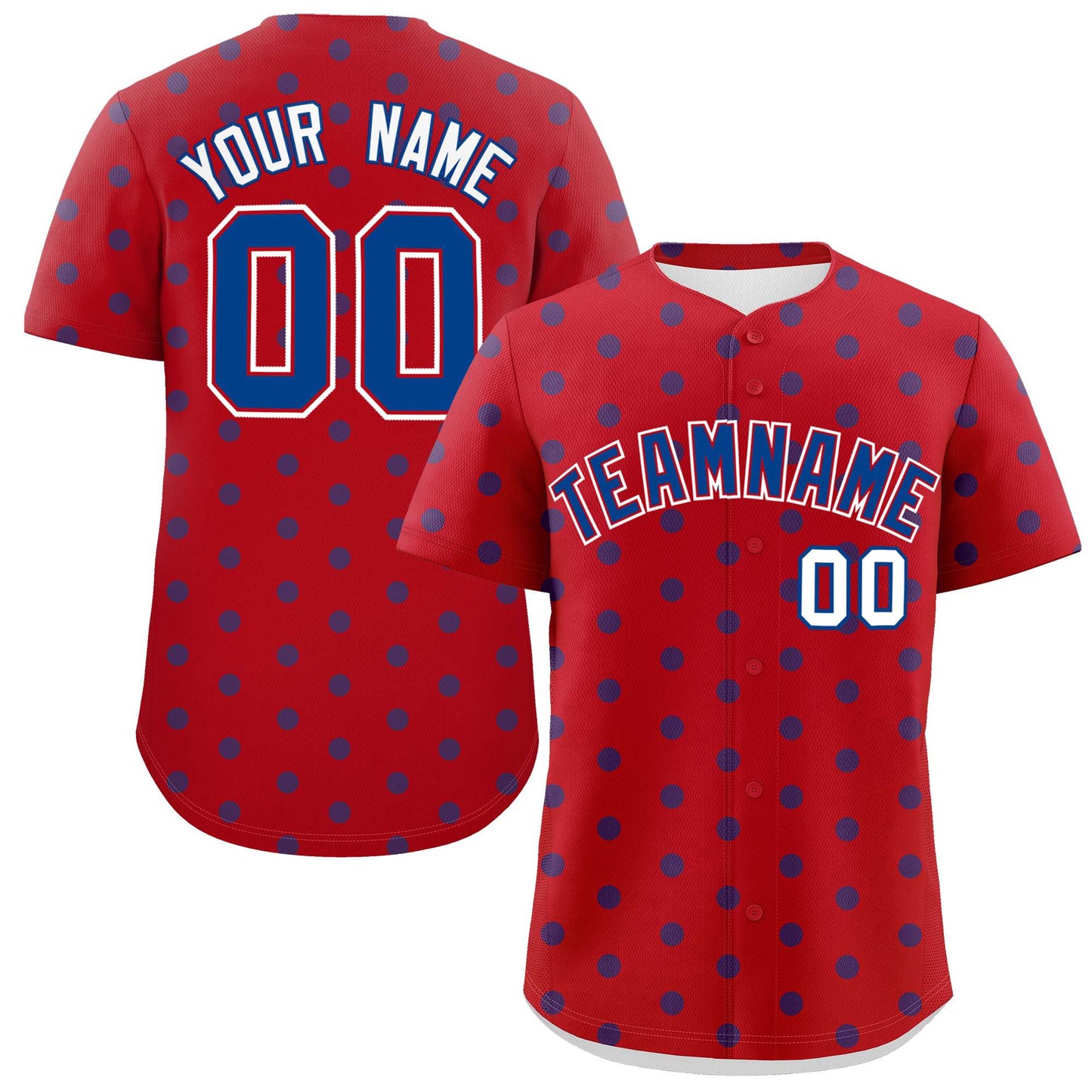 Custom Red Royal Personalized Polka Dot Graffiti Pattern Authentic Baseball Jersey