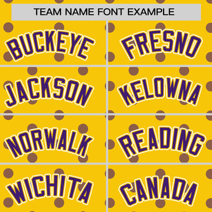 Custom Gold Purple Personalized Polka Dot Graffiti Pattern Authentic Baseball Jersey