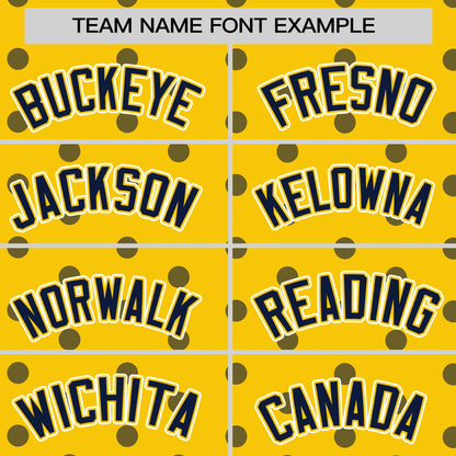 Custom Gold Navy Personalized Polka Dot Graffiti Pattern Authentic Baseball Jersey